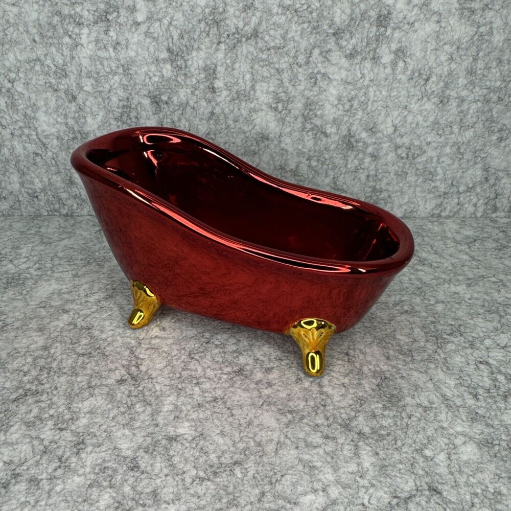 Rare Vintage Jafra Red Chrome Claw Foot Bath Tub Product Holder Soap Collectible
